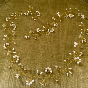 Gold and White Floral Headpiece hair vine bridal